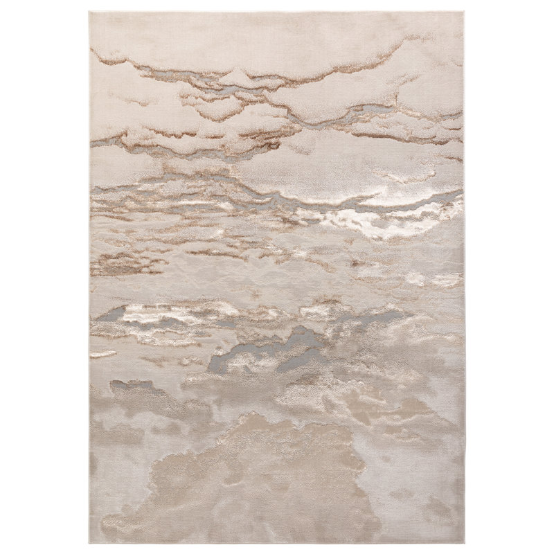 Aurora AU17 Linea Metallic Beige Area Rug, Rectangle 160 x 230cm