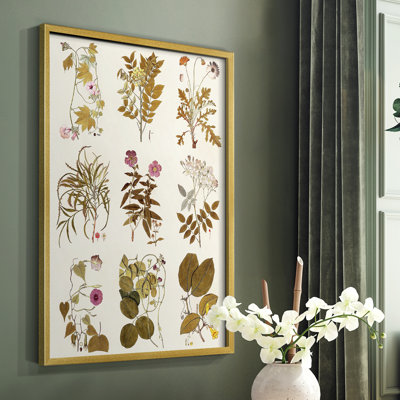Antique Floral Grid II Framed Print - Solid Wood