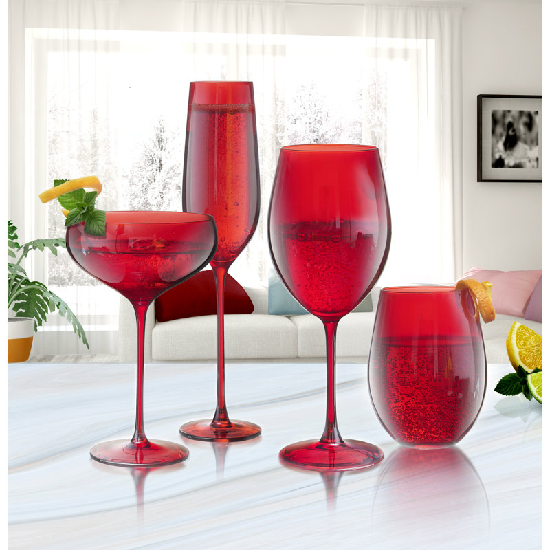 Ivy Bronx Kinleigh 13 oz. Verres rouges coupés