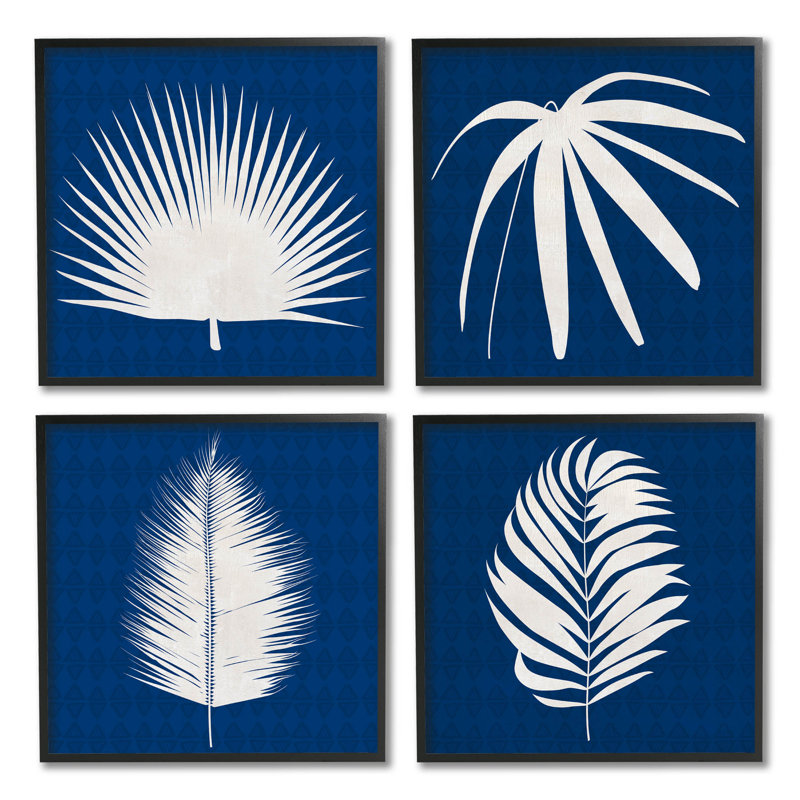 «Contemporary Plant Leaf Silhouettes» par Susan Jill, ensemble de 4 impressions sur bois, H 24 po x l 24 po x P 1,5 po