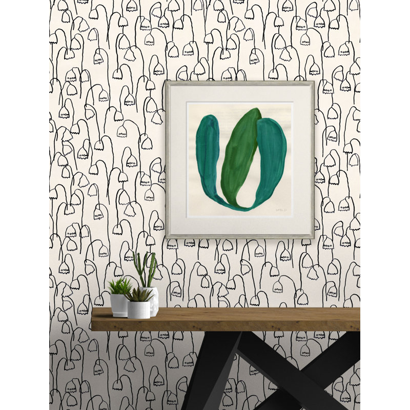 Floral Wallpaper by Susan Hable, Black/Cream