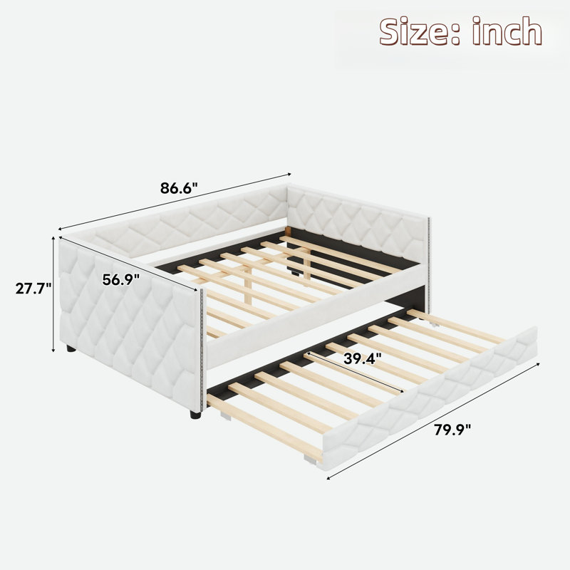 Upholstered Daybed With Trundle And Led