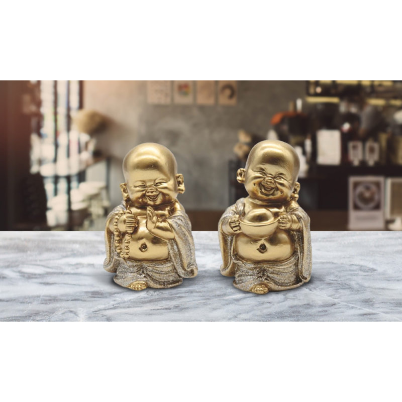 Ensemble de 2 figurines de Bouddha miniature Maitreya