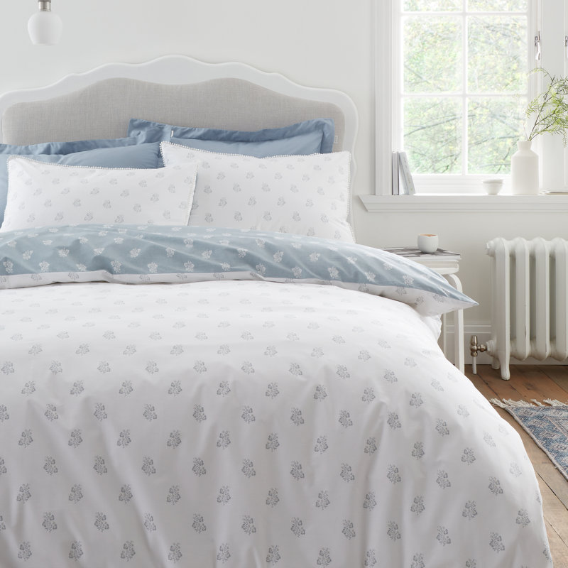 Esme Floral 200 Thread Count Cotton Reversible Duvet Cover Set, Double Duvet Cover + 2 Standard Pillowcases