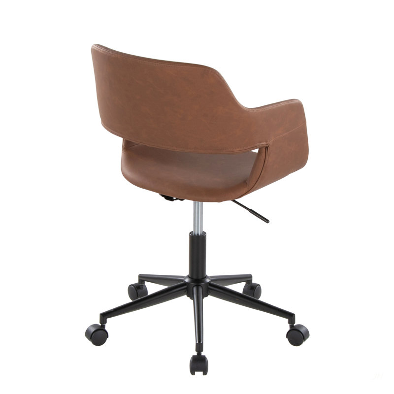 Contemporary Task Chair In Black Metal, Brown, Black