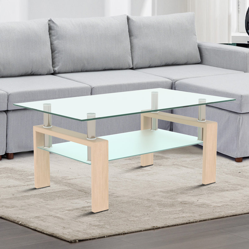 Table basse Kenechi, Transparent, Chêne