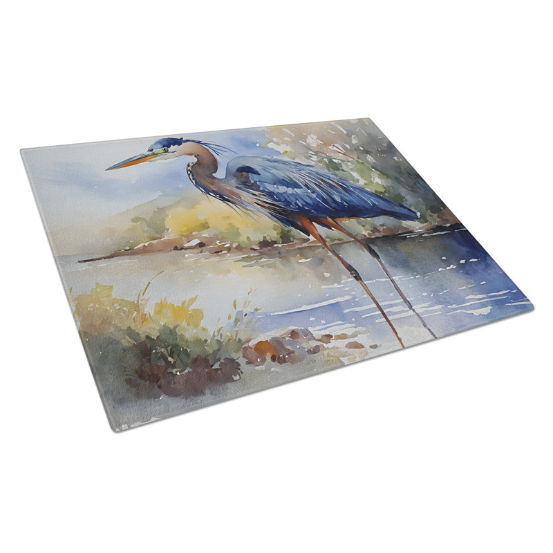 Grande planche à découper en verre Blue Heron