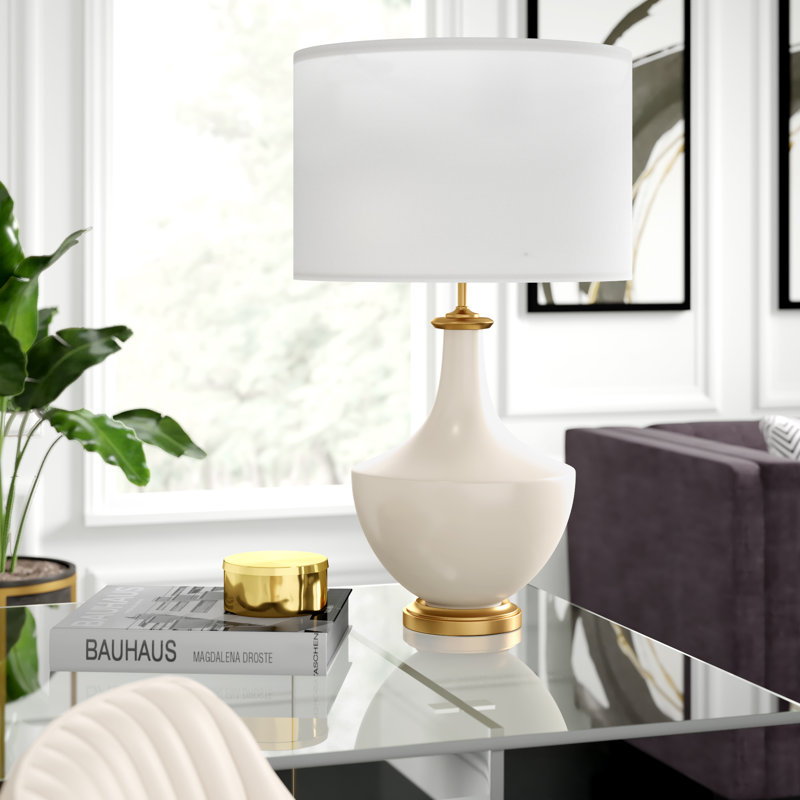 Ceramic Table Lamp with Accents, Cream