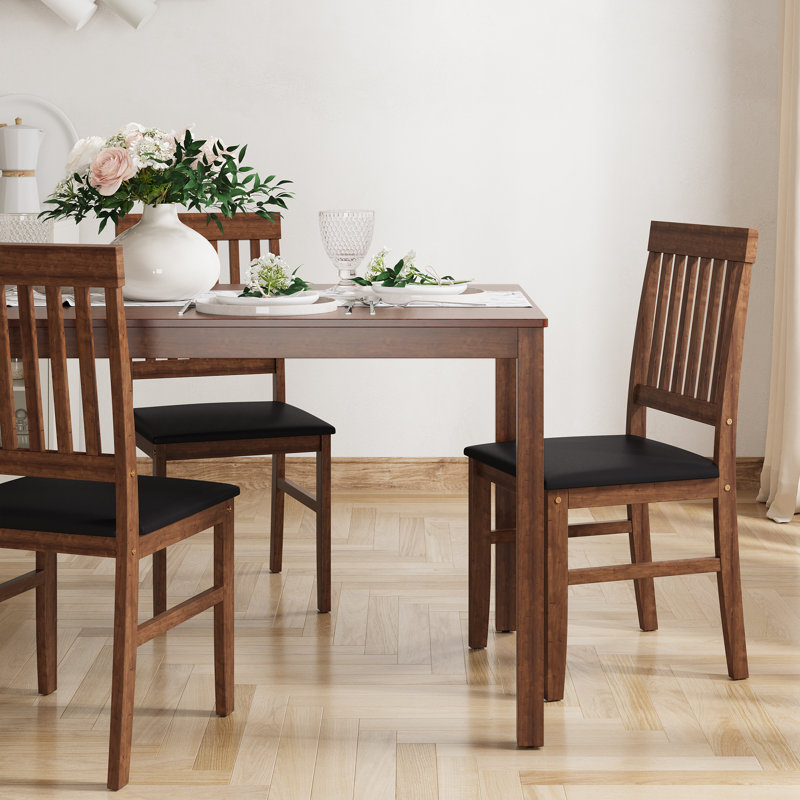 Ensemble de 6 chaises de salle à manger en bois d'hévéa Mont, Noir / brun