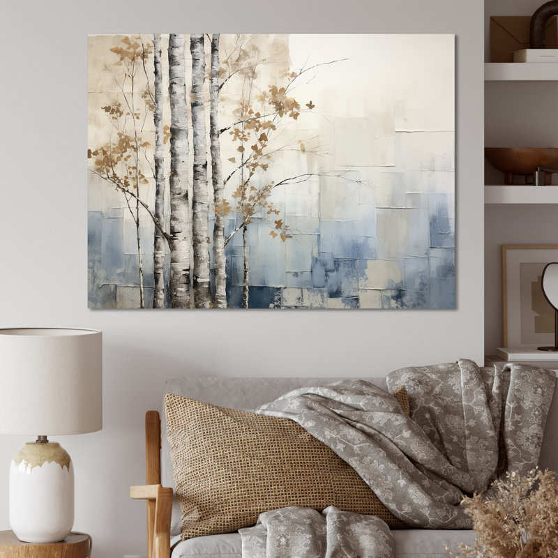 «Blue and White Forest Winter Harmony», impressions encadrées, Toile tendue, H 30 po x l 40 po x P 1,5 po