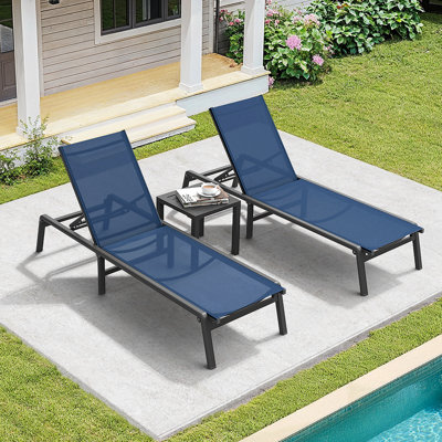 Full Assembled Aluminum Foldable Chaise Lounge Chair With 5 Position Adjustable Backrest by Ebern Designs