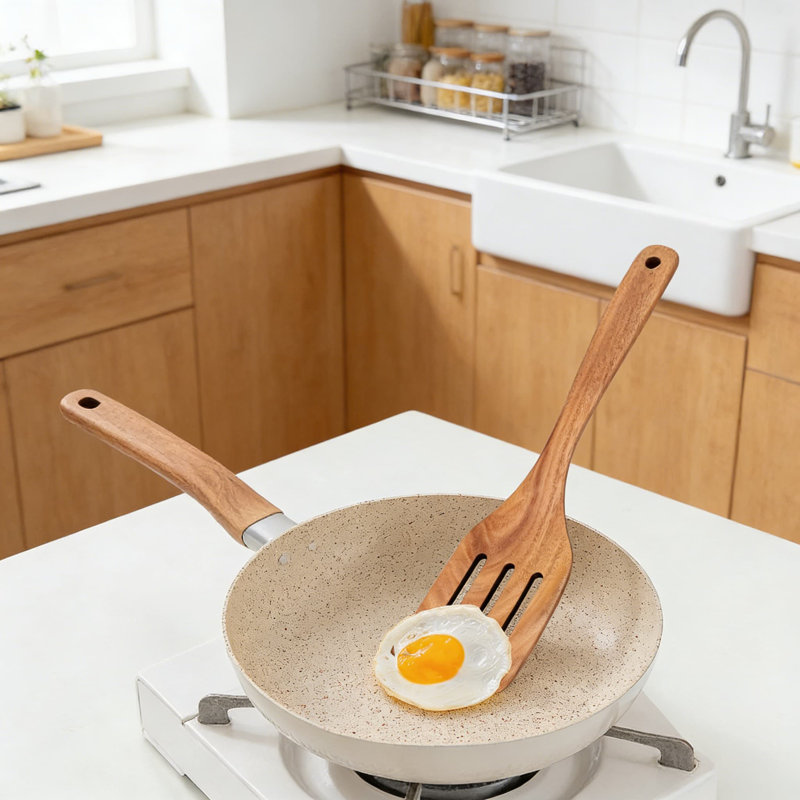 Ensemble professionnel de spatules en bois de teck professionnel - 4 ustensiles de cuisine non toxiques pour ustensiles de cuisine antiadhésifs et en fonte, tournevis à fente, grattoir et spatules plates