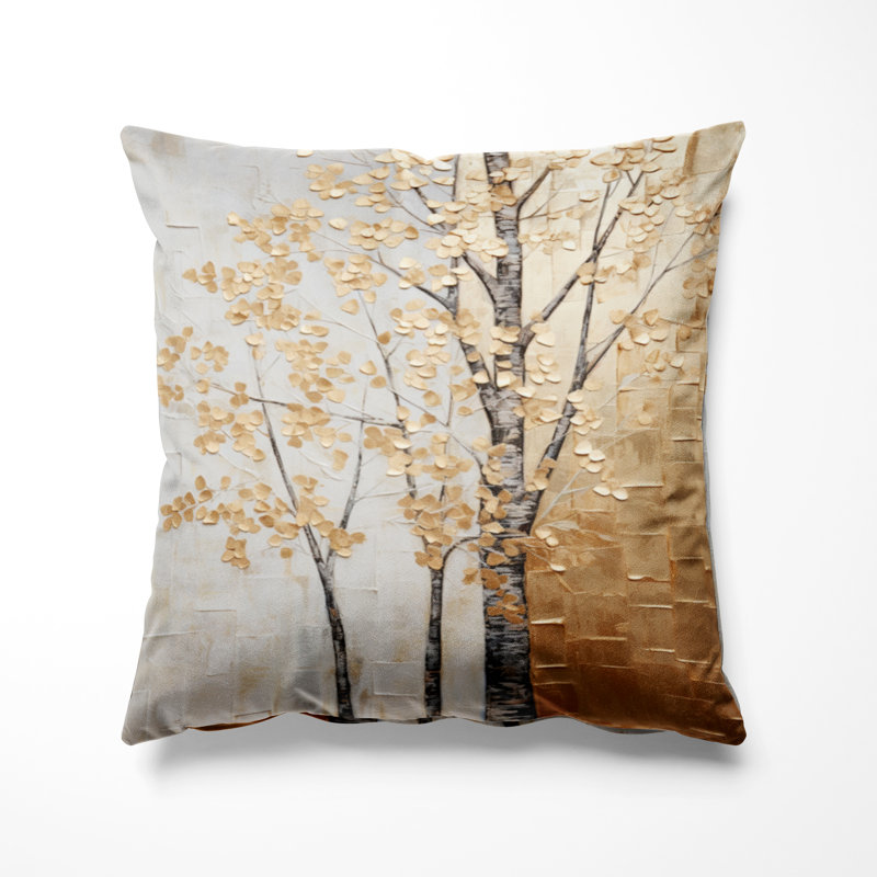 Coussin décoratif Trees - Minimalisme Golden Trees Harmony II, H 18 po x l 18 po