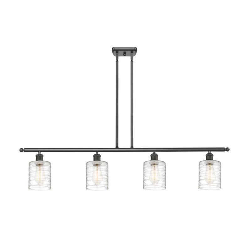 Luminaire suspendu linéaire à 4 lumières pour îlot de cuisine Karon, Ampoule non incluse, Bronze huilé
