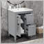 Meuble-lavabo 24 po avec lavabo, meuble-lavabo avec deux tiroirs et porte, tablette réglable, bois massif et panneau de fibres à densité moyenne, gris-693915575