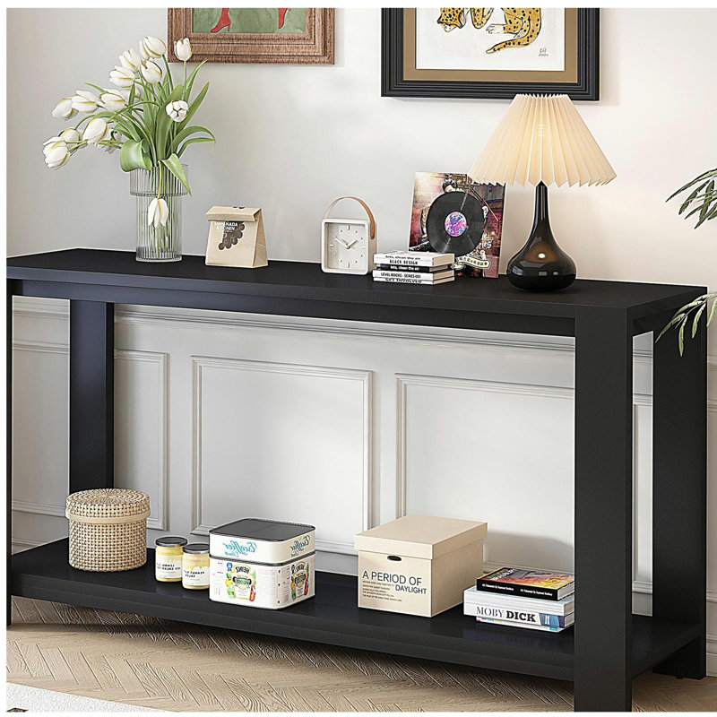 Distinctive Features of a Minimalist Console Table with Bottom Shelf and Four Legs, Suitable for Entryway, Hallway, Living Room, Foyer, Corridor