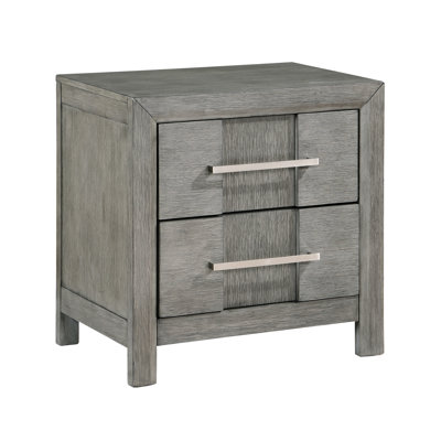 2 Nightstand In Gray With Wood Construction Contemporary Style Handles