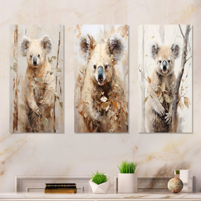 Cuddly Koala Climbing - Koala Canvas Art Print Set Of 4