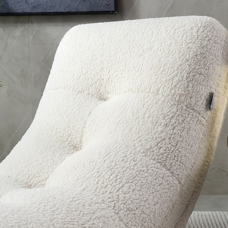 Chaise berçante en bois massif, Blanc cassé