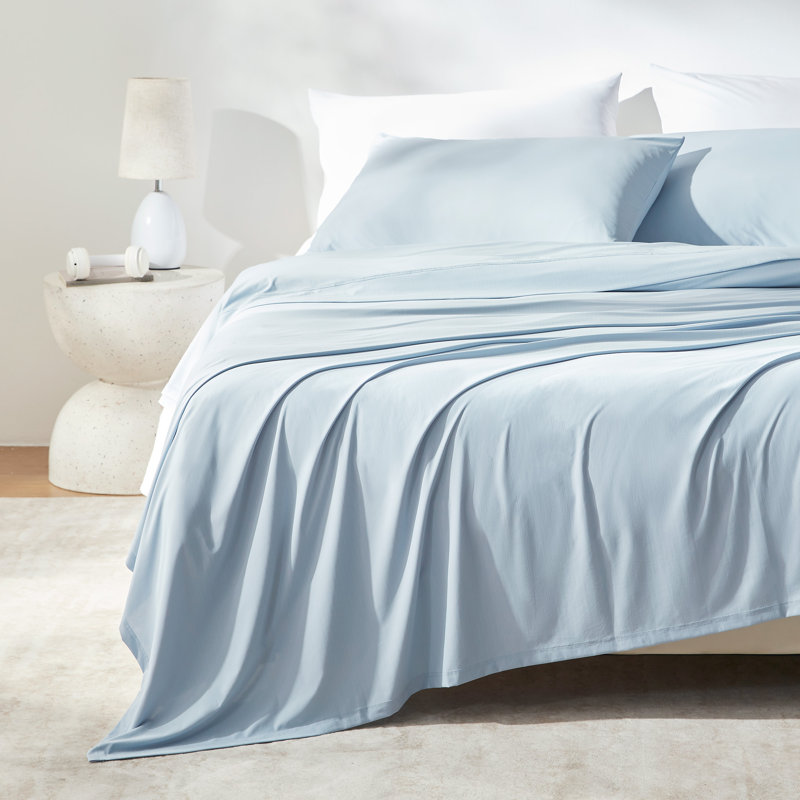 Sleep Zone Cooling Sheet Set, Blue, Full Sheet Set with 2 Pillowcases