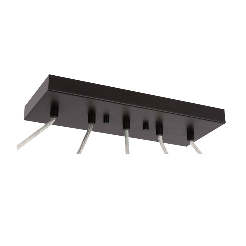 Luminaire suspendu linéaire pour îlot de cuisine 5 lumières Ovellette, Laiton / Bronze