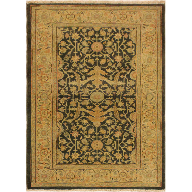 Tapis beige en laine noué à la main 3 pi 2 po x 4 pi 11 po Vas Oriental