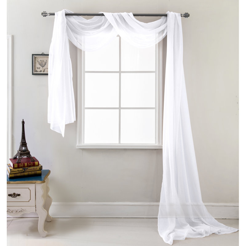 Brannon Sheer Window Scarf, White