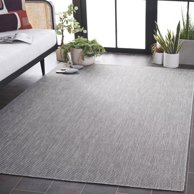 Delmina Performance Solid Color Indoor/Outdoor Area Rug, Rectangle 5'3" x 7'6"