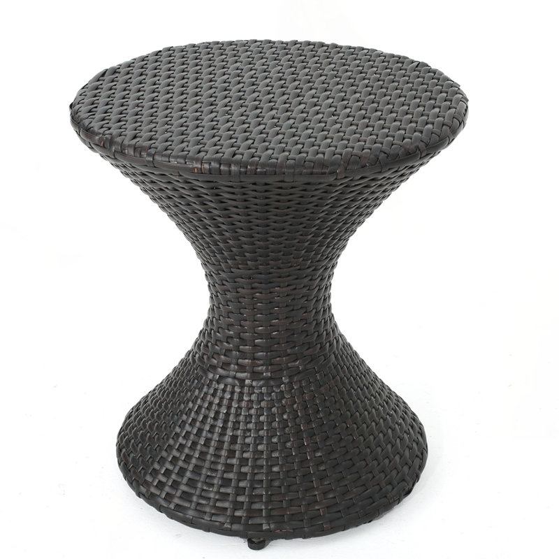 Outdoor Multi-brown Wicker Hourgla Side Table