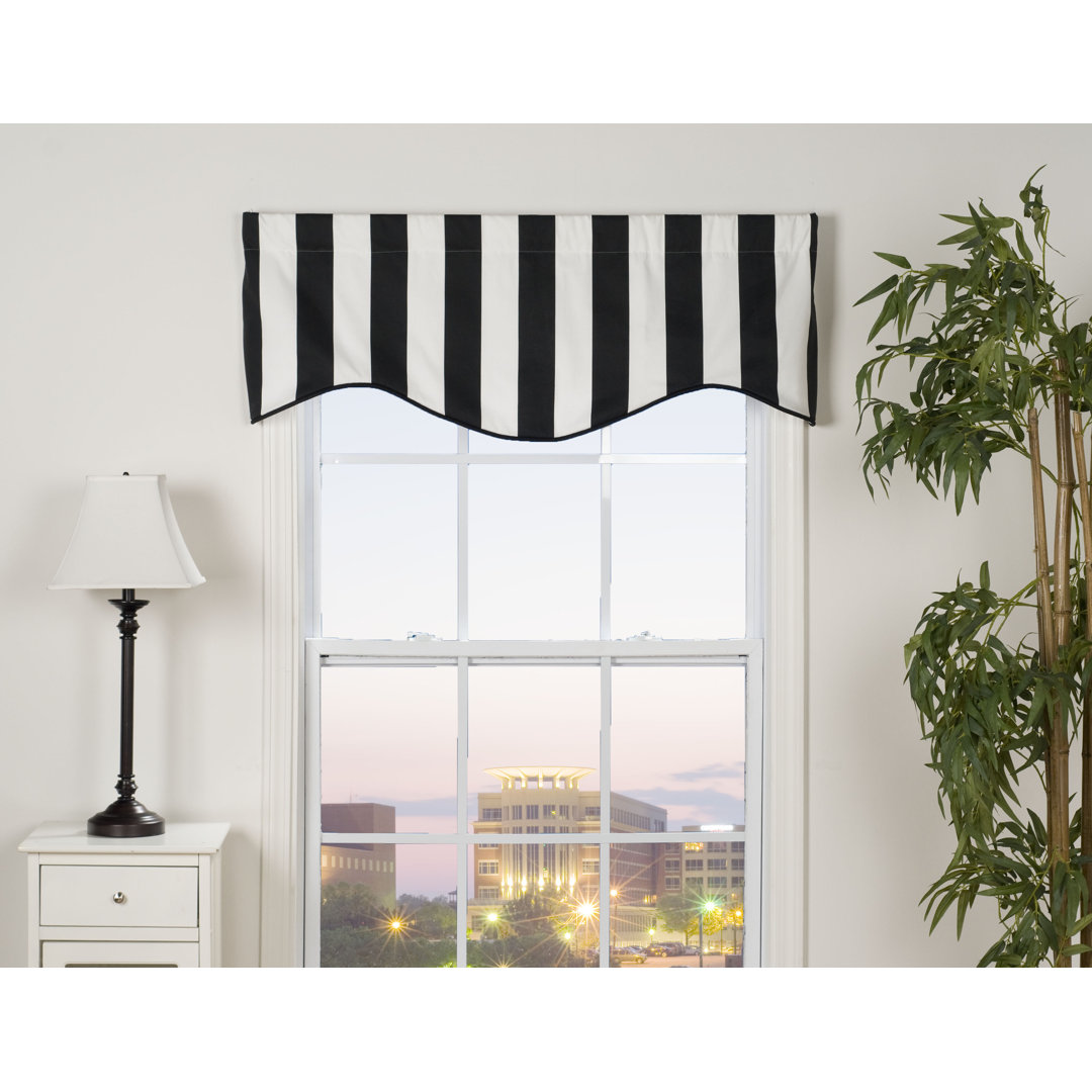 Streicher Cotton Striped Scalloped Window Valance Ebern Designs