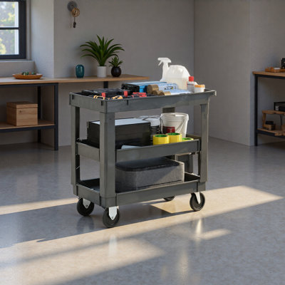 3 Layers Rolling Utility Cart With Wheels,Supports 600 Lbs,Heavy-Duty Capacity For Garage Storageoffice Spaces & Kitchen,For Indoor And Outdoor Use,Durable Tool Cart