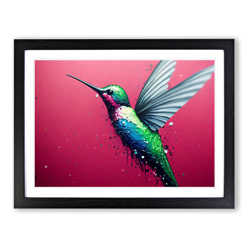 XH1022-6634X Hummingbird Vol.1 Abstract - Single Picture Frame Painting, Black, 46cm H x 64cm W x 2cm D