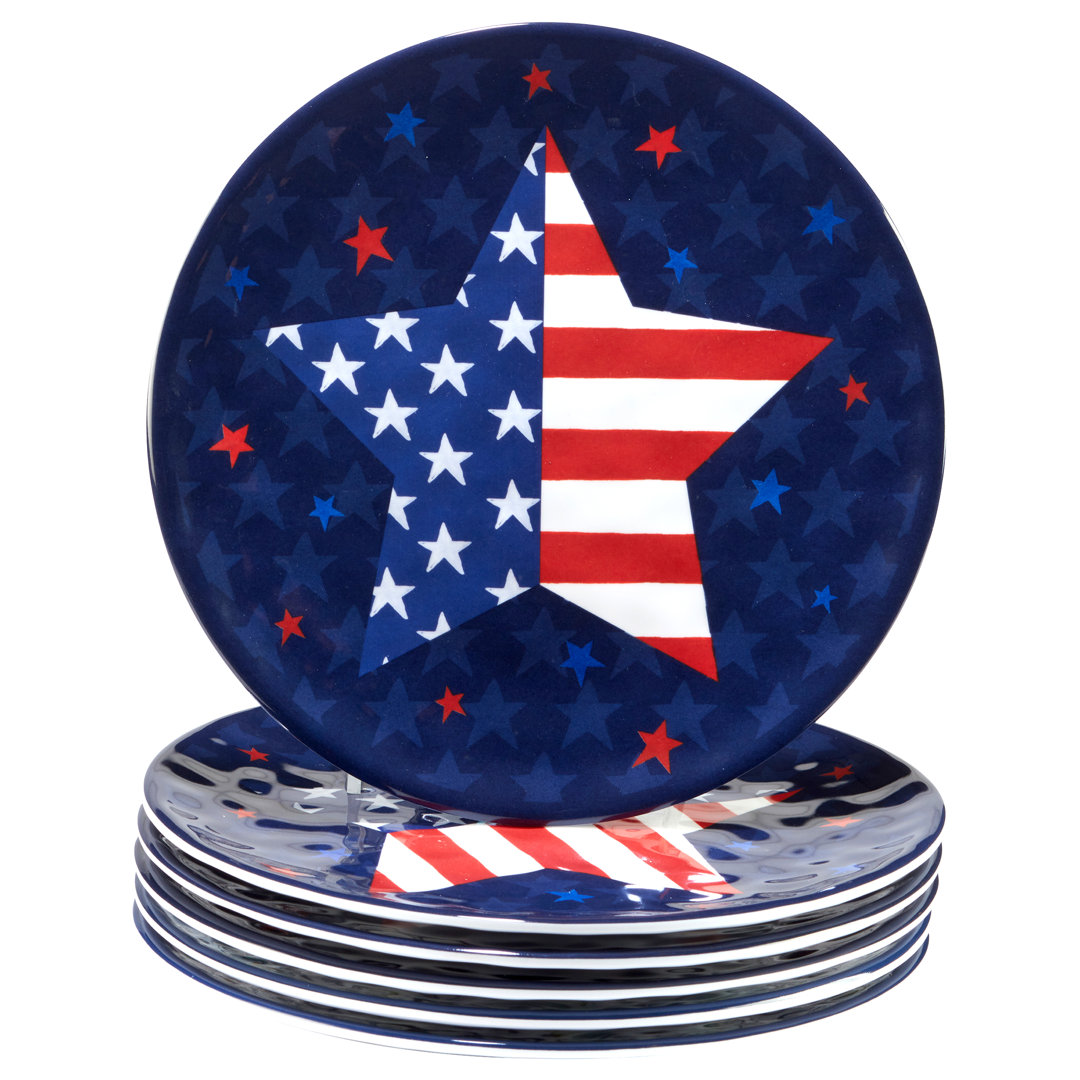 Certified International Stars & Stripes  Set/6 Salad Plate 9" Certified International