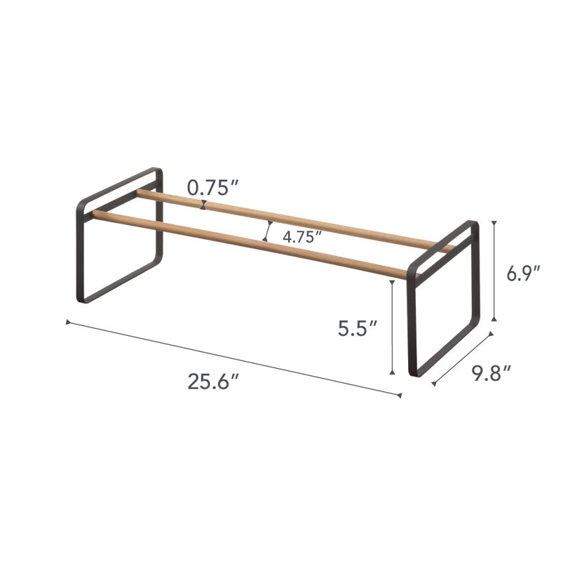 Black Stackable Wood and Metal Shoe Rack
