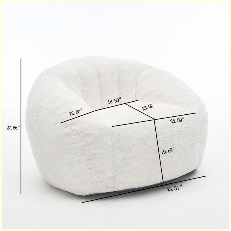 Canapé en éponge haute densité en forme de citrouille, Microfibre / microsuède blanc cassé