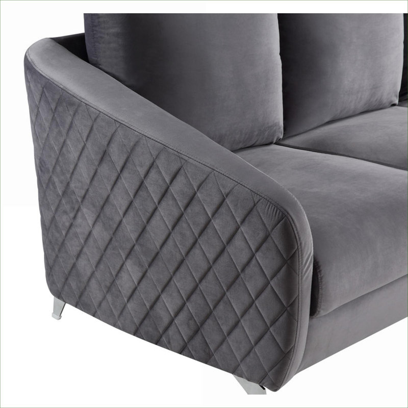 Fauteuil d'appoint Living, fauteuil en velours gris neutre de 36 pouces de largeur