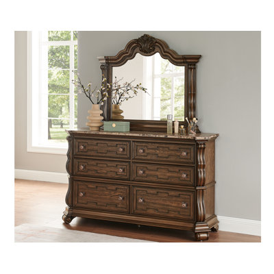 Ensemble de commode 6 tiroirs et miroir cerise mauve