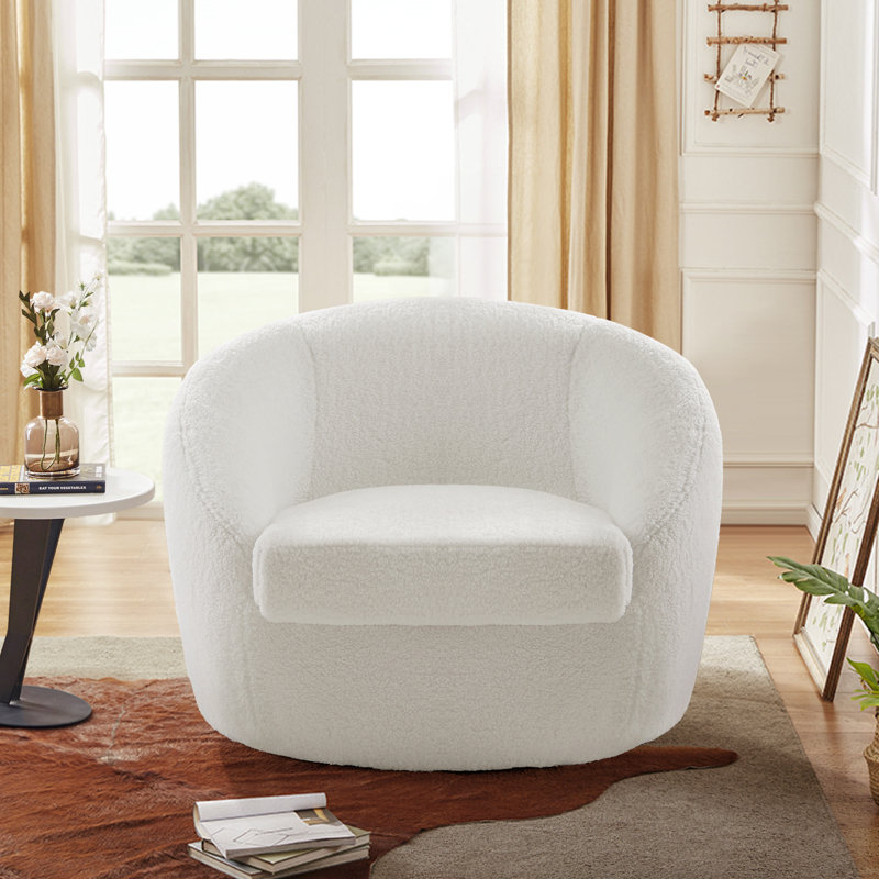 Fauteuil demi-tonneau pivotant de 35,03 po Trentino, Velours gris clair