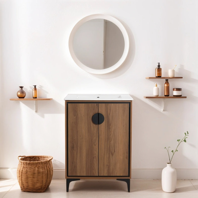 Kenyetta 24.02'' Single Bathroom Vanity with Ceramic Top