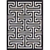 Area Cowhide Geometric Area Rug in Black/Cream