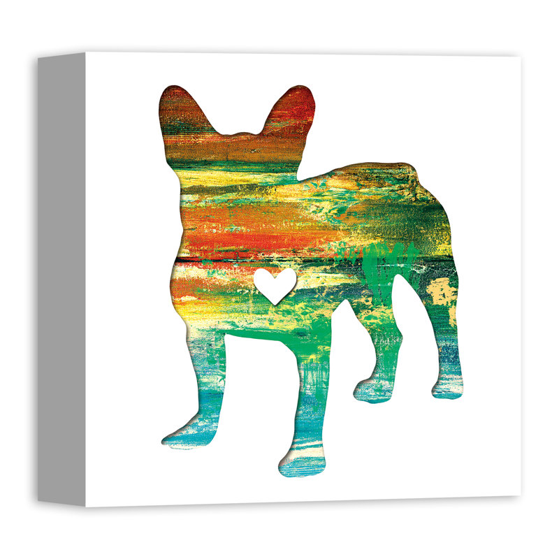 «Ink Silhouette Frenchie», reproduction d'impression sur toile, H 36 po x l 36 po