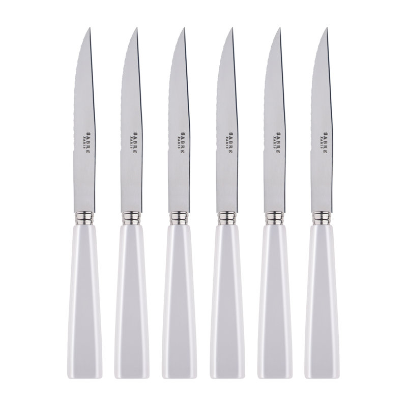 Icone 6 - Piece Stainless Steel Steak Knife Set, White