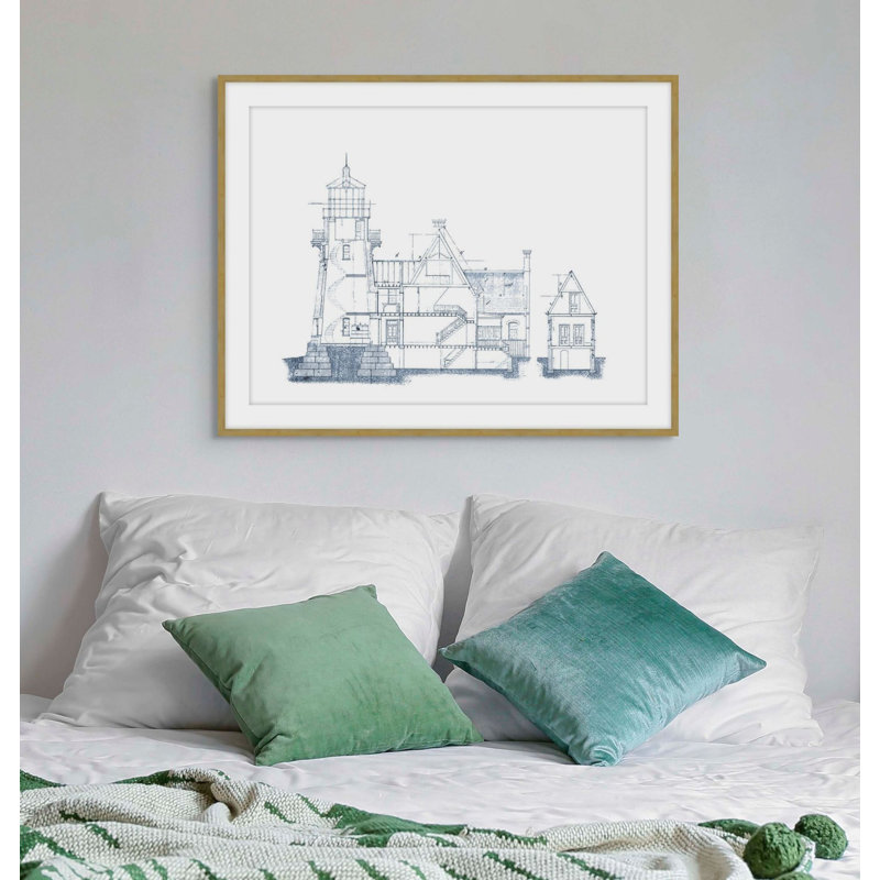 Blueprint Of Lighthouse 4 Print by Studio L57 Nouvelle, 12.48" H x 14.48" W