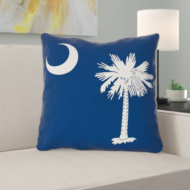 Drapeau de caroline du sud à l’intérieur, poly sergé/coussin décoratif-à éclair dissimulé-intérieur, 14 po x 14 po, Polyester