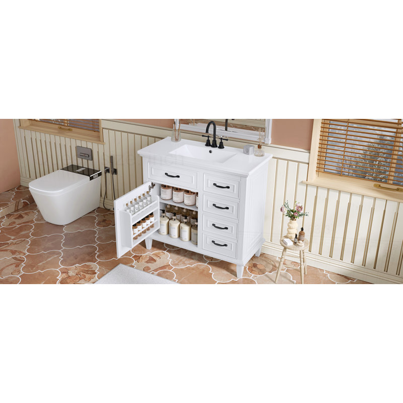 Meuble-lavabo 36 po avec comptoir en céramique, Blanc