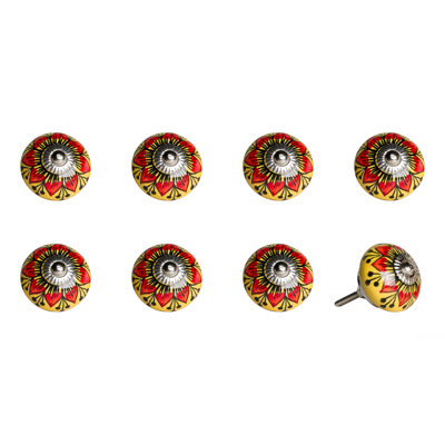 Hand Painted 1 1/2" Diameter Mushroom Knob