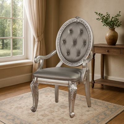 Ensemble de deux fauteuils Zinnia, cuir synthétique et argent antique