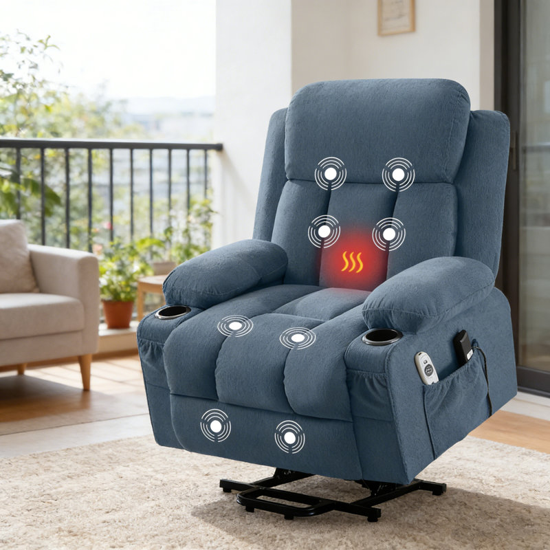 Heated Electric Massage Lift Recliners, Blue