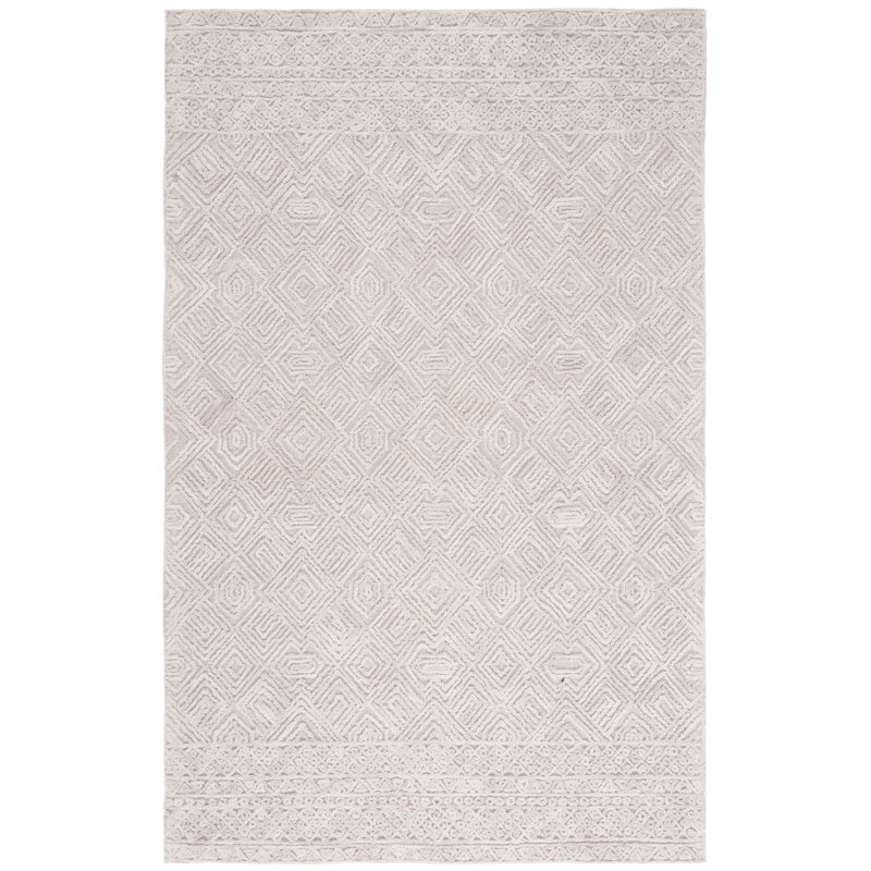 Tapis beige en laine et en coton touffeté à la main Anaissa, Rectangle 3 pi x 5 pi