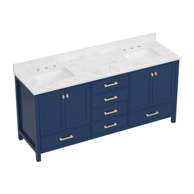 Meuble-lavabo autoportant Cholena de 72 pouces avec lavabo double